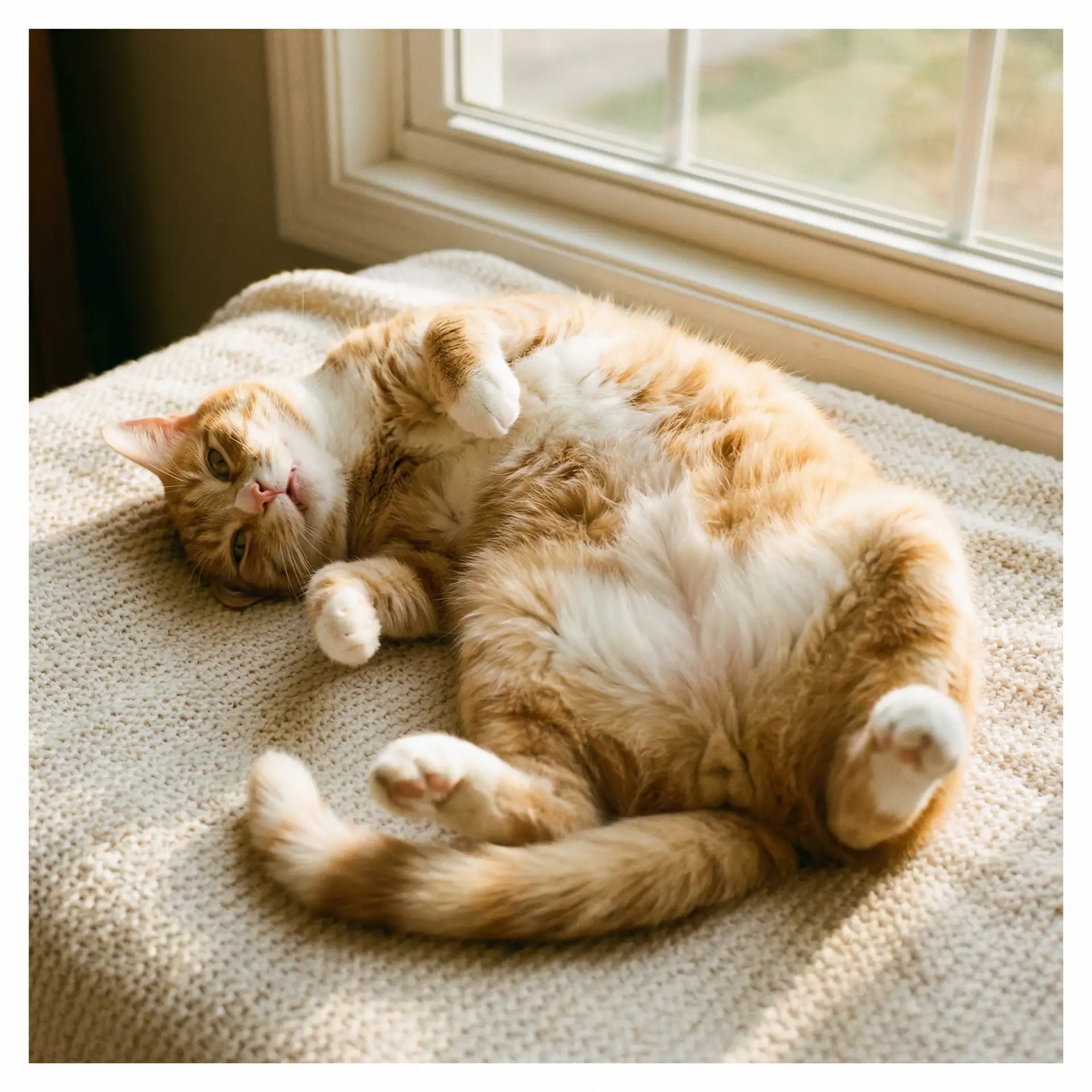猫咪仰躺露出肚皮 - 脱光光
